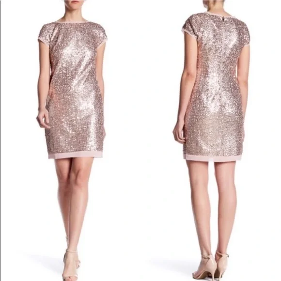 green emerald velvet dress Dress Party Midi By Vince Camuto In Gold & Pink, Size: Xs